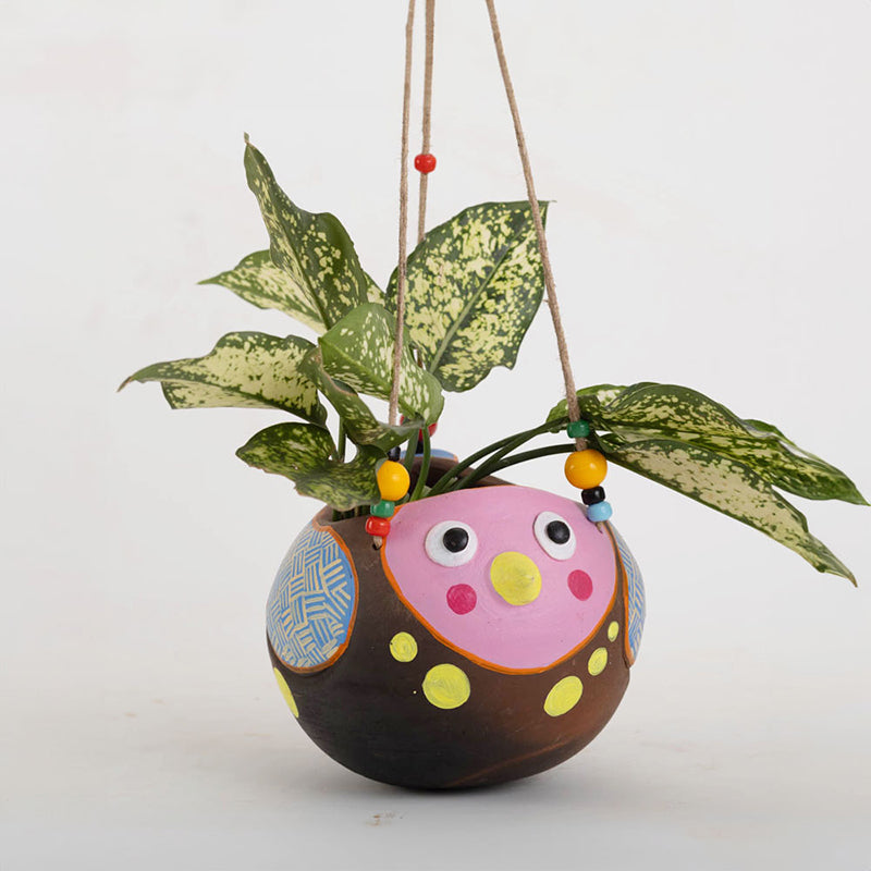 Hoot & Root Hanging Planter - Pink media 4