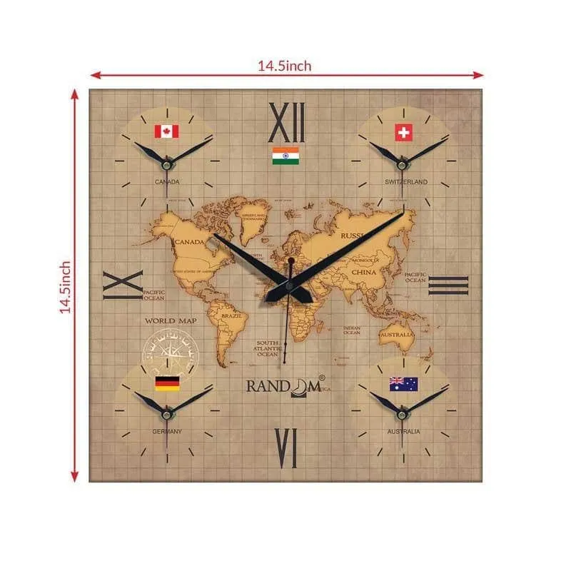 Around The World In 24 Hours Wall Clock - Brown media 5