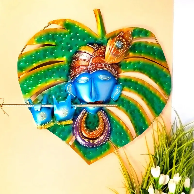 Krishna Leaf Art Iron Wall Accents media 4