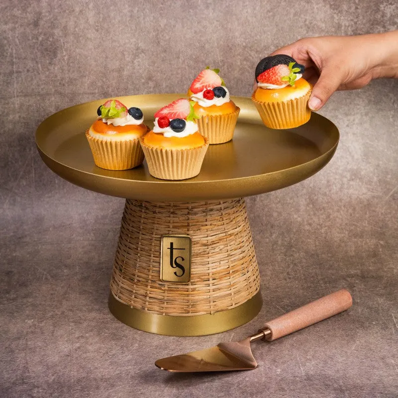 Woven Rattan Wooden Cake Stand media 5
