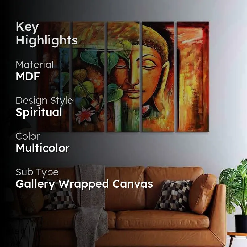 Lord Gautam Buddha Wall Art - Five Piece Set media 2