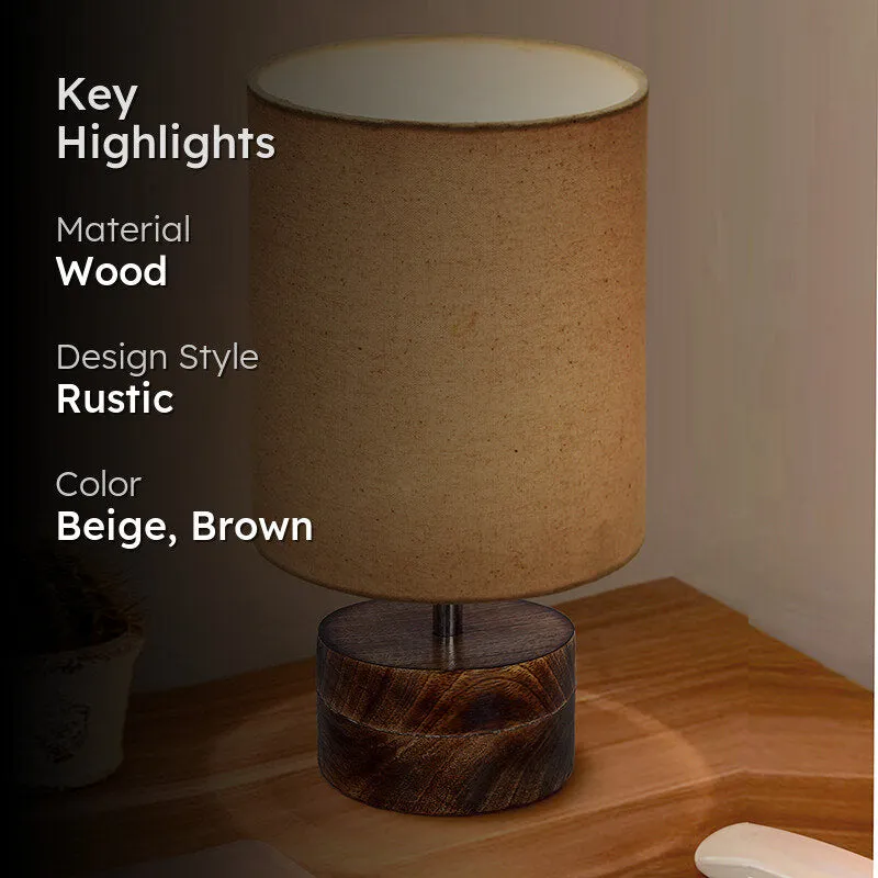 Oleda Curve Wooden Table Lamp - Beige,Brown media 2