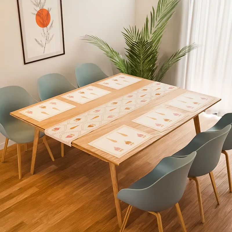 Serene Setting Cotton Table Linen Set (Orange) - Seven Piece Set media 1