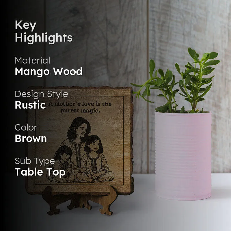 Mother's Love Is Magic Wood Showpiece - Square media 2
