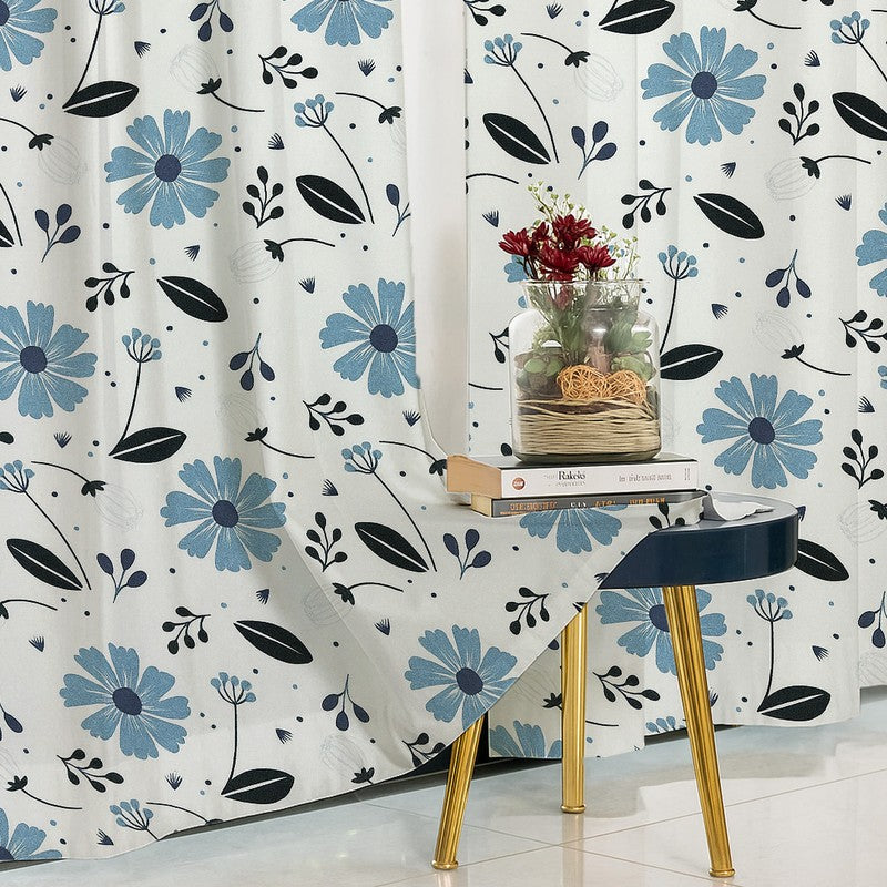 BloomSpry Cotton Curtains (blue,black) - Set Of Two media 5