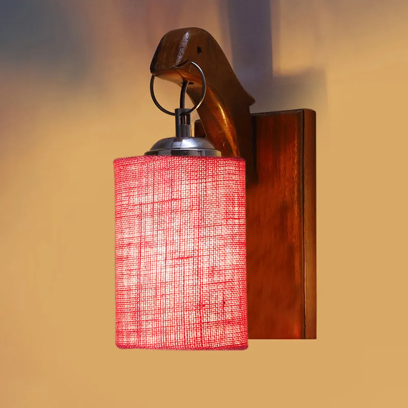 Estrella Jute & Wooden Wall Lamp - Pink media 5