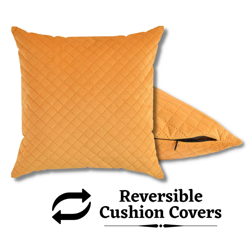 Orson Quilted Velvet Cushion Cover (Yellow) - Set Of Five media 4