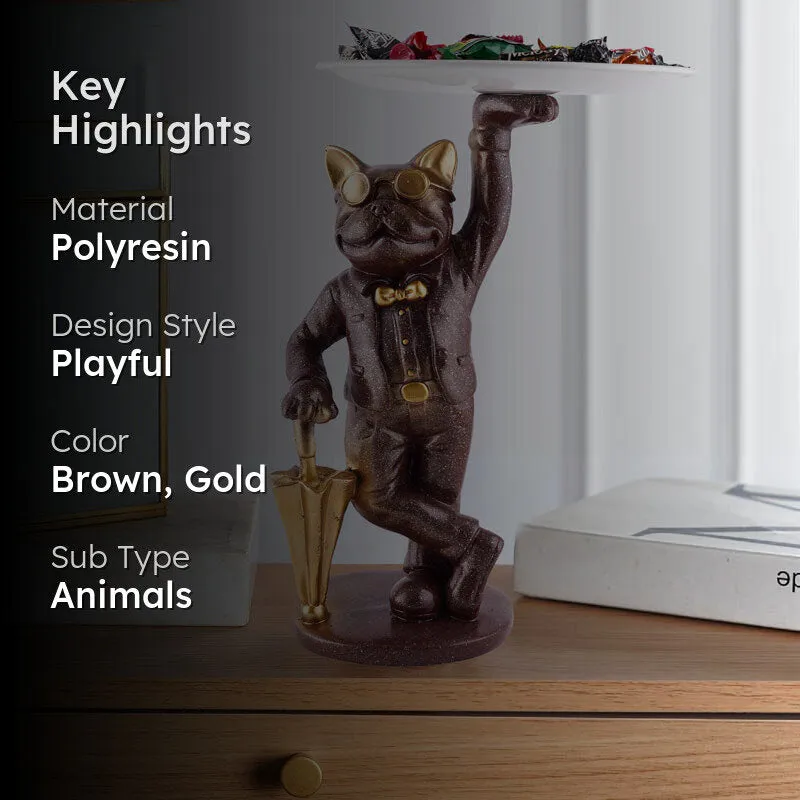 Dapper Cat Painted Polyresin Show Piece - Coffee media 2