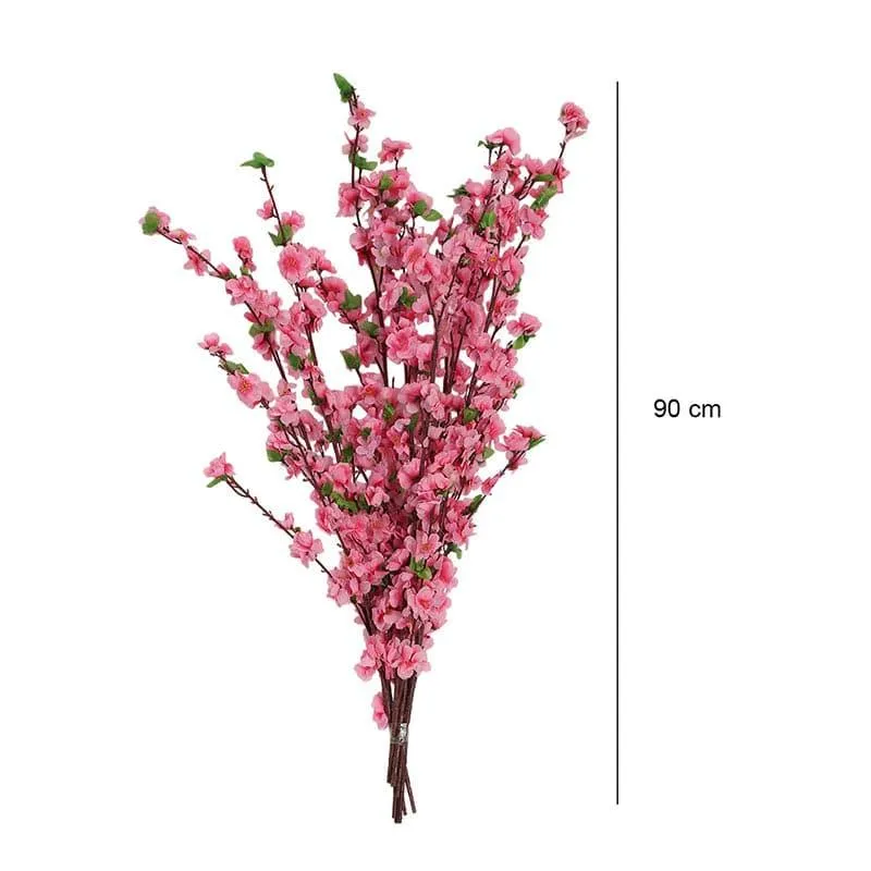 Faux Cherry Blossom Floral Bunch (Pink) - Set oF Six media 5