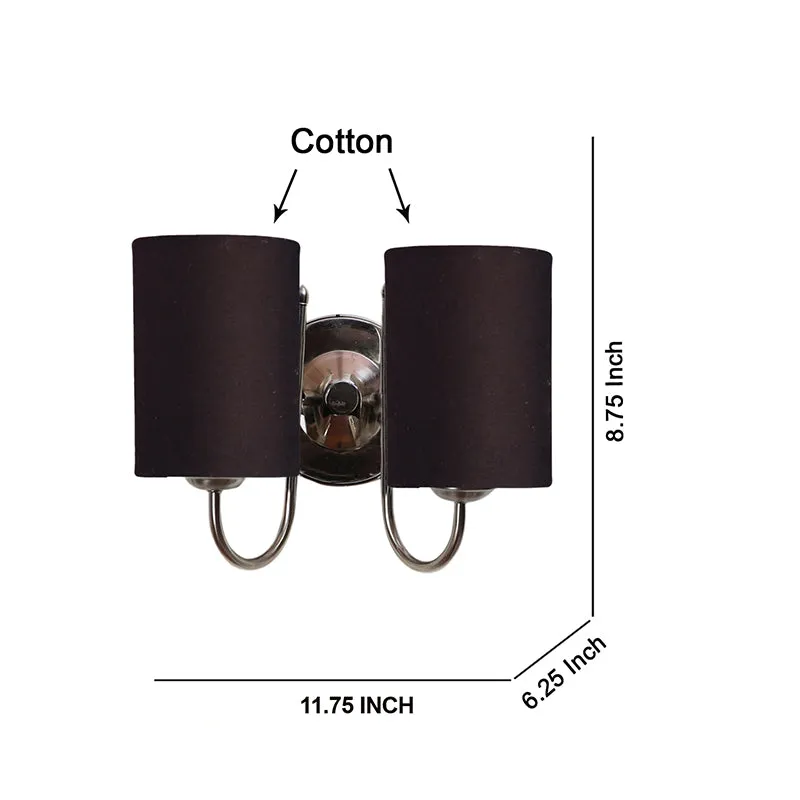 Veda Duo Cylindrical Fabric & Metal Wall Lamp - Black media 4
