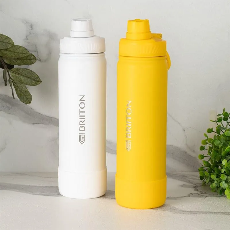 Quench Pal Hot & Cold Thermos Water Bottle (White & Yellow, 750 mL Each) - Set Of Two media 1