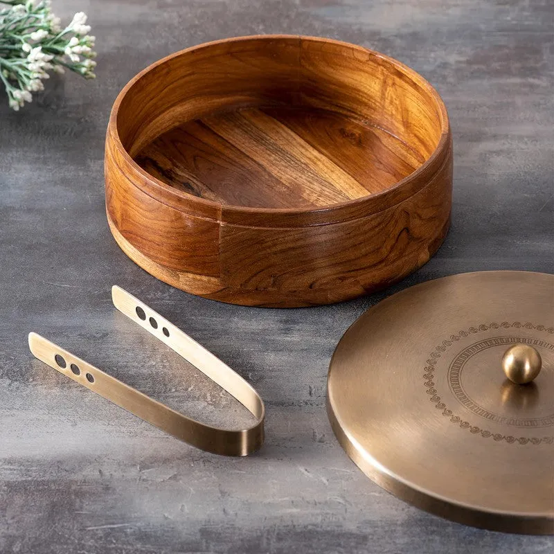 Zaestia Mango Wood Round Masala Box - Three Piece Set media 7