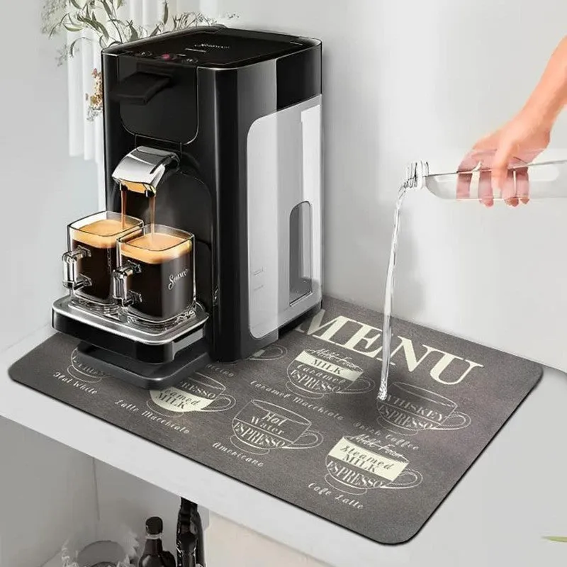 Coffee Menu Grey Rectangle Rubber Table Mats - Set Of Two media 3
