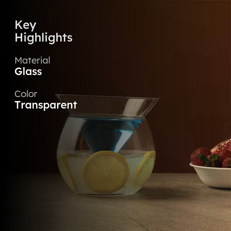Triangled StemLess Martini Chiller Glass - 350 mL media 2
