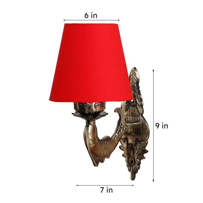 Ziada Stiva Conical Fabric & Metal Wall Lamp - Red media 6