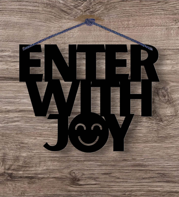 Enter With Joy Typography Mild Steel Wall Accent