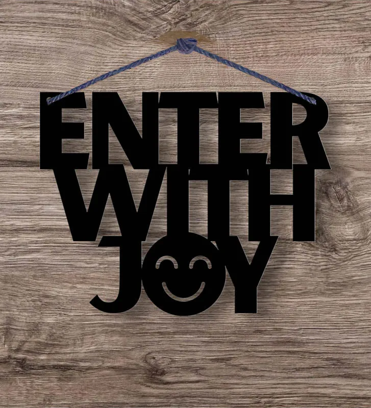 Enter With Joy Typography Mild Steel Wall Accent media 1