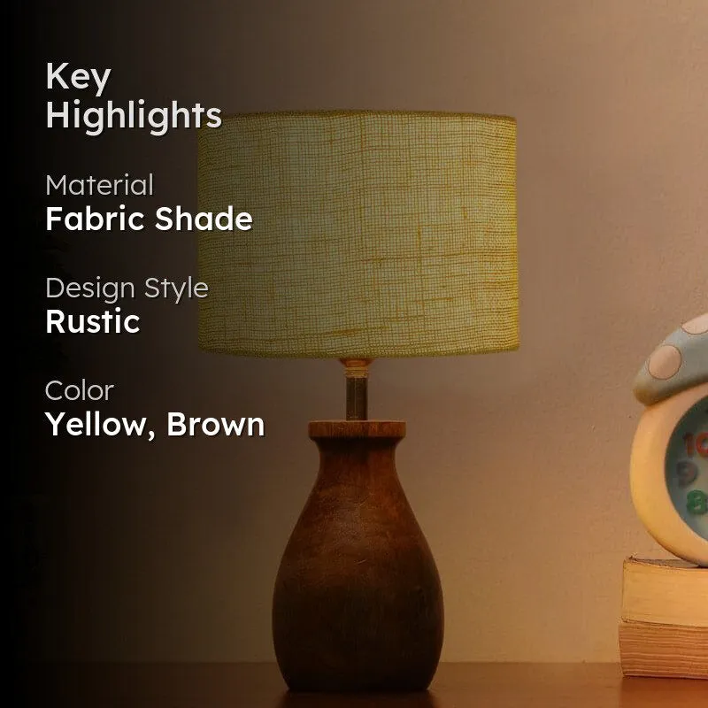 Sheldo Mista Fabric Table Lamp - Yellow,Brown media 2