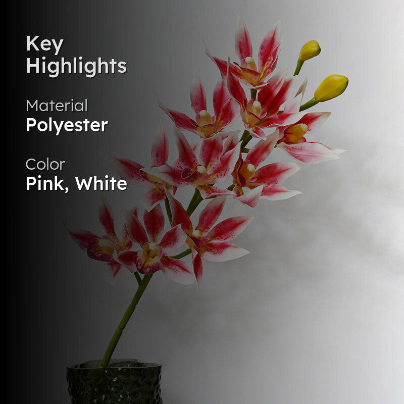 Artificial Orchid Polyester Flower Stick - Pink media 2