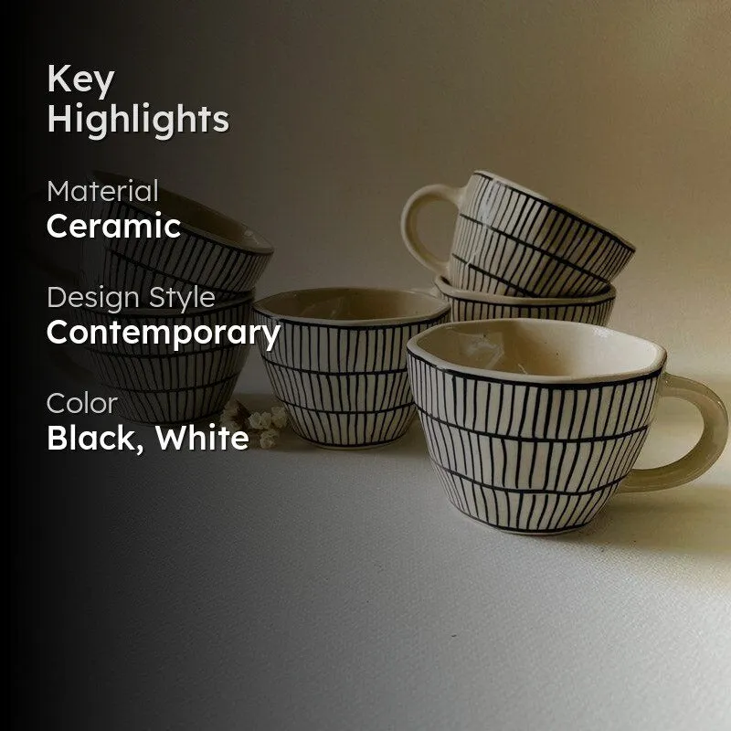 Marta Ceramic Coffee Mug (240 mL Each) - Set of Six media 2