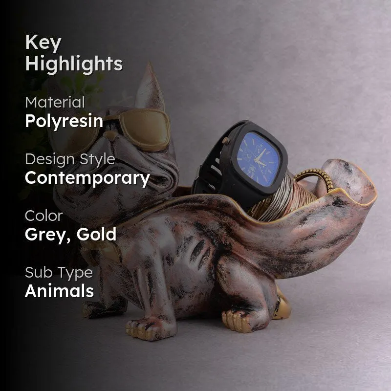 Sir Barks-a-lot Painted Polyresin Show Piece - Silver Grey media 2