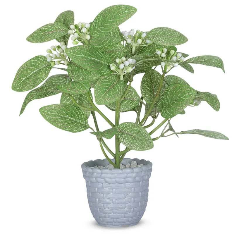 Artificial White Buds Plant with Pot media 4