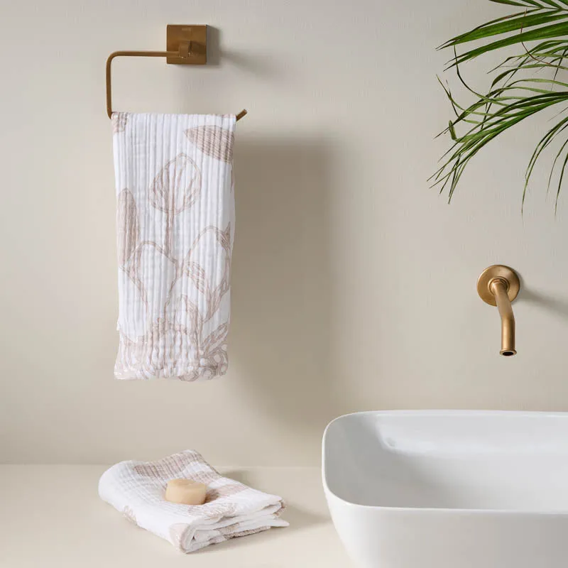 Luxe Hand Towel (White & Beige) - Set of Two media 1