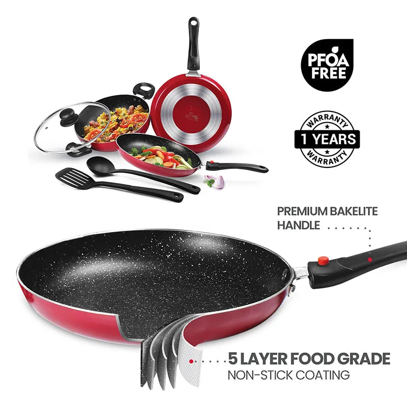 Milton Pyra Non-Stick Cookware Set (Red/2.5 L) - Five Piece Set media 3