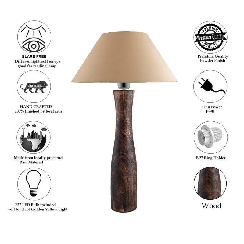 Harmony Glimpse Fabric Table Lamp With Conical Shade - Beige,Brown media 6