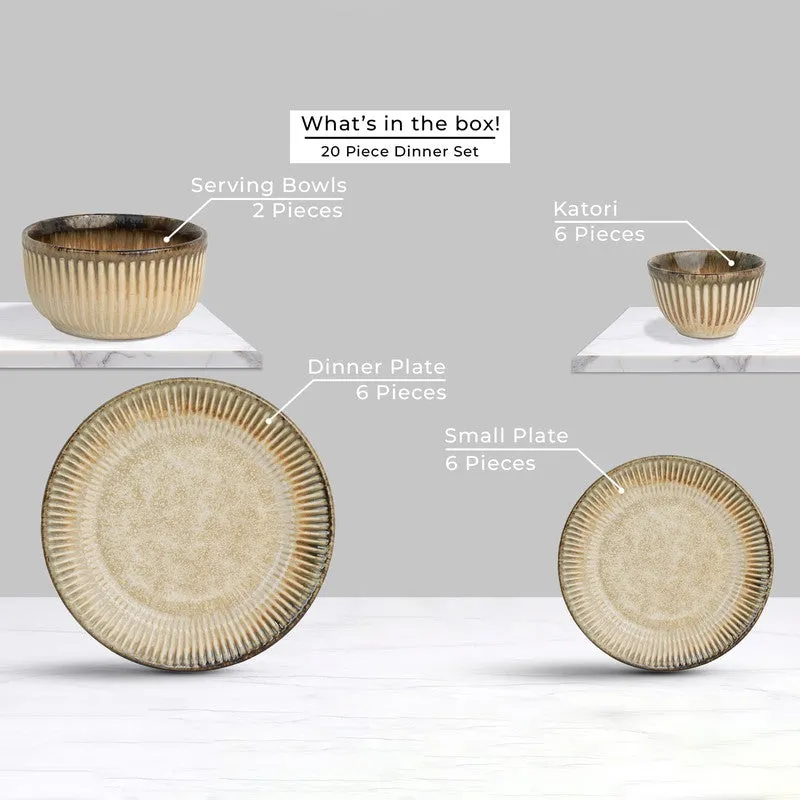 Mintora Beige Ceramic Dinner Set - 20 Piece Set media 4
