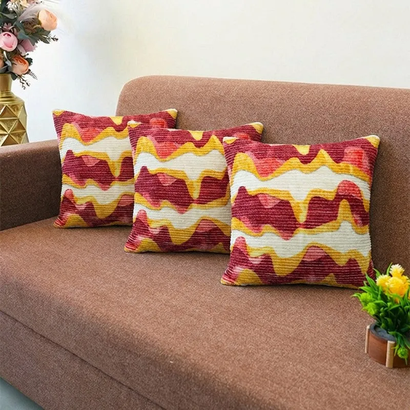 RythmFlow Cushion Cover (Maroon) - Set Of Three media 1