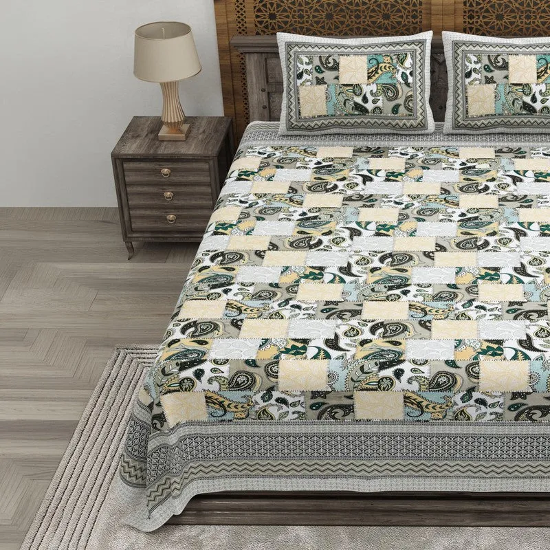 Weaveen Cotton Bedsheet (Green,Yellow) - 240 TC media 3