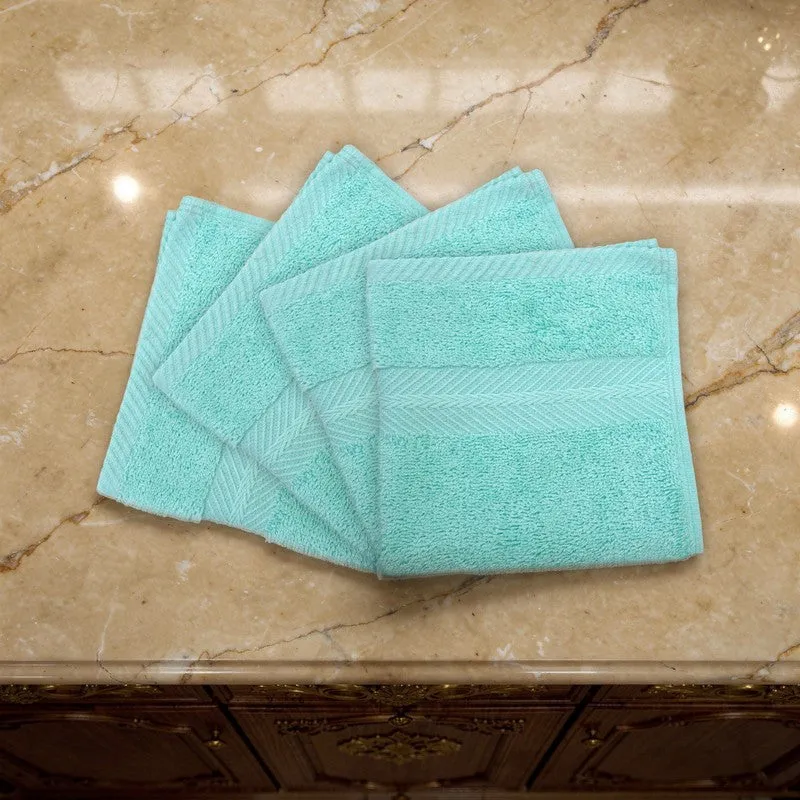 PlushAura Cotton Face Towel (Aqua) - Set Of Four media 5
