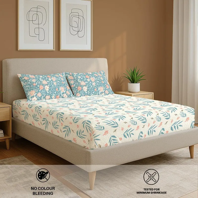 Urban Space Floral Whisper Cotton Bedsheet (Blue) - 144 TC media 5
