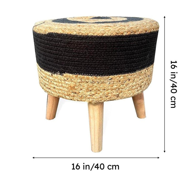 Fermi Juco Ottoman - Black & Beige media 7
