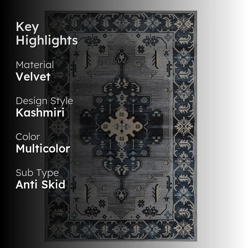 Mehnaz Velvet Rectangle Anti-Skid Carpet media 2