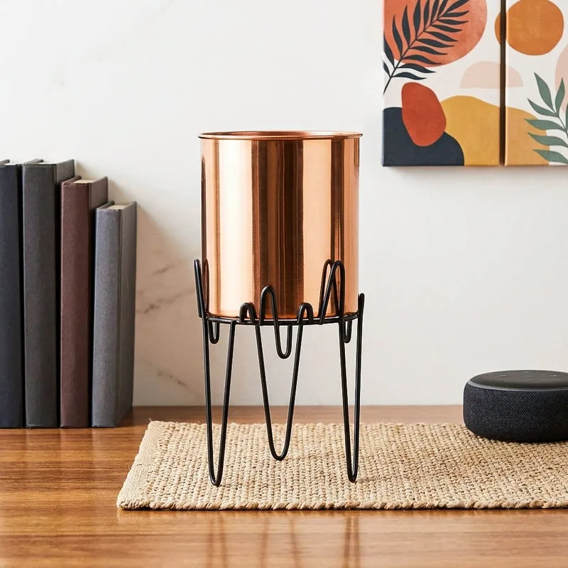 Retsa Stainless Steel Planter - Copper & Black media 1