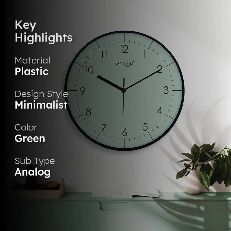 Benot Black Analog Wall Clock - Sea Foam Green media 2