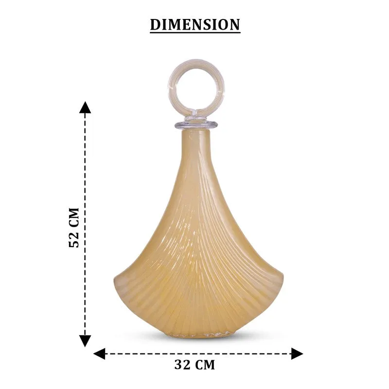 Ivory glass vase shown against a white background with dimension arrows