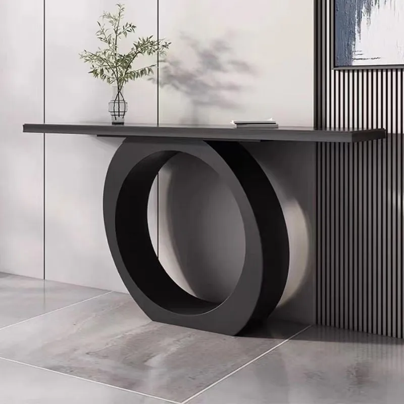 Circle Base Metal Console Table with Marble Top - Medium media 4