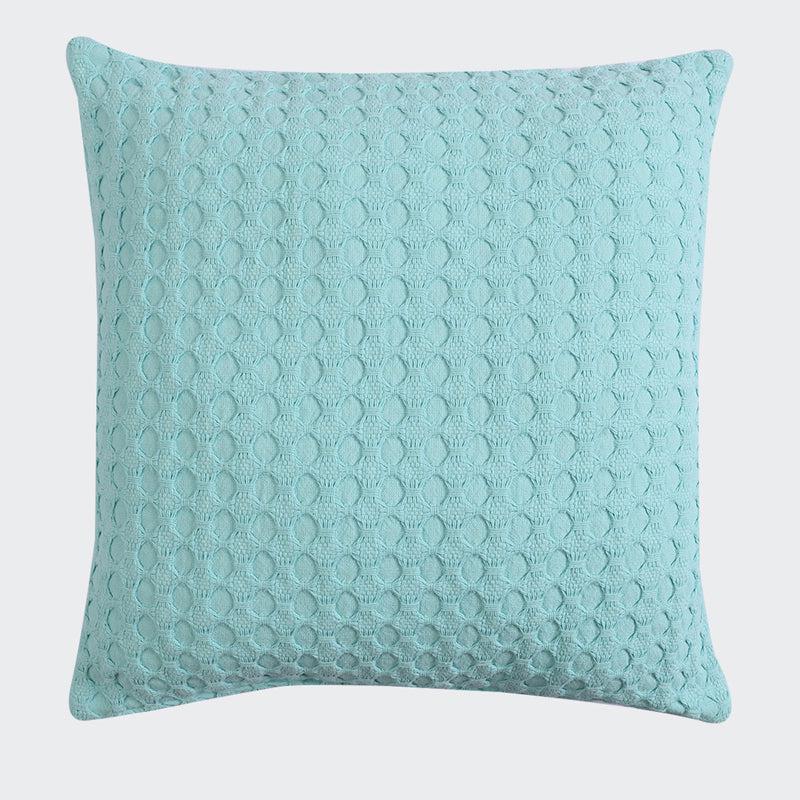 Vienna Waltz Solid Cotton Cushion Cover (Blue) - Set Of Two media 3