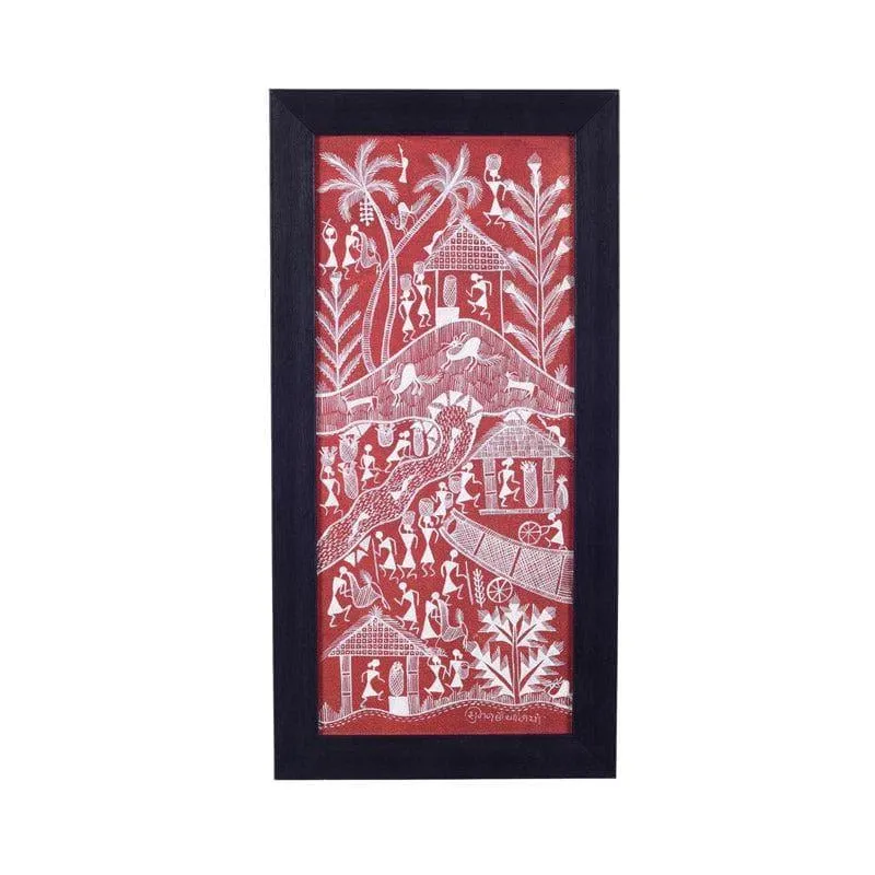 Barasi Warli Canvas Wall Art - Set Of Two media 4