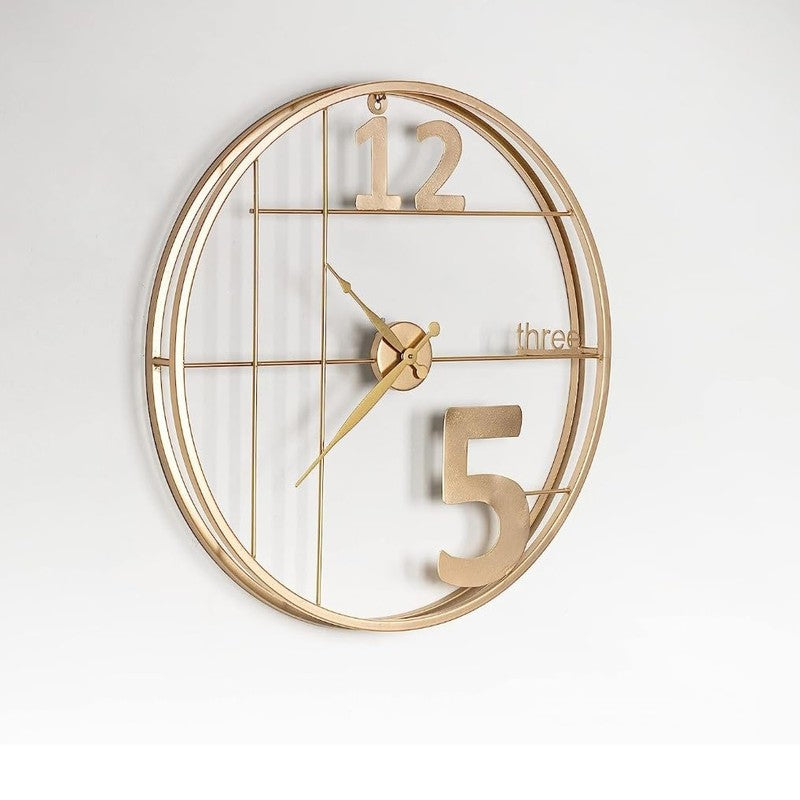 Alarm Silent Wall Clock - Gold media 5