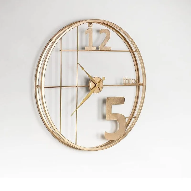 Alarm Silent Wall Clock - Gold media 5