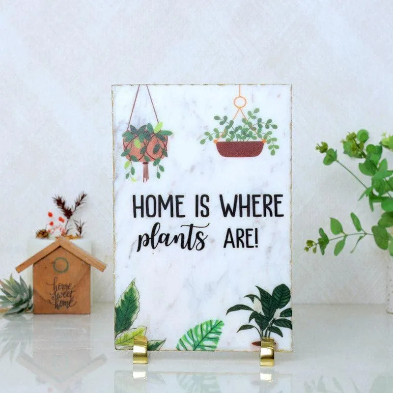 Home Is Where Plants Are Printed Marble Showpiece media 1