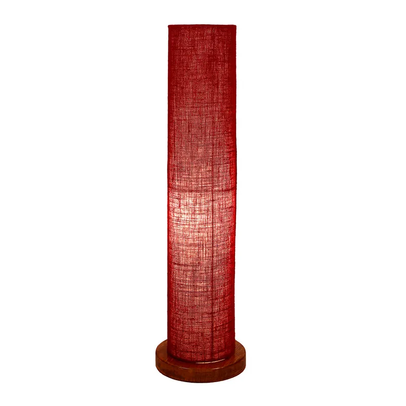 Agia Wooden Tower Floor Lamp With Jute Shade - Maroon media 3