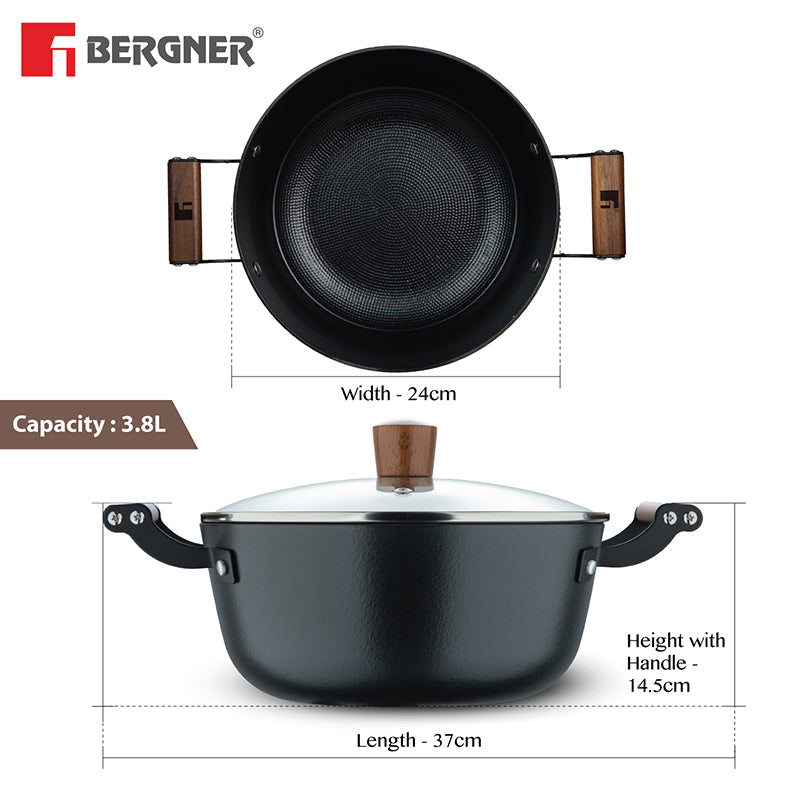 Bergner Ferrocasa Induction Safe Cast Iron Cooking Pot With Glass Lid - 3800 mL/24 cm media 8