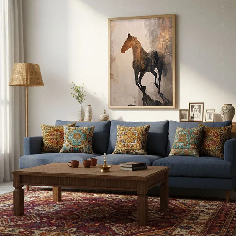 Awakened Horse Wall Painting With Brown Frame media 3