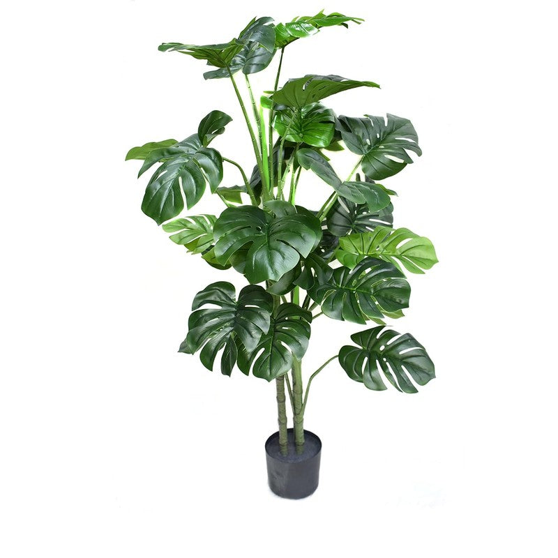 ZenStem Artificial Monstera Plant With Black Plastic Pot - 4 Feet media 4
