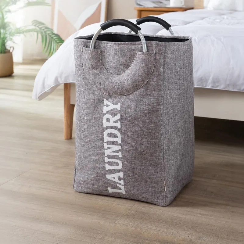 Fold Nest Fabric Laundry Basket - Grey media 4